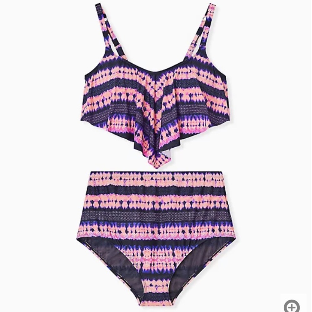 Torrid Tie-Dye Medallion Flounce Bikini Set